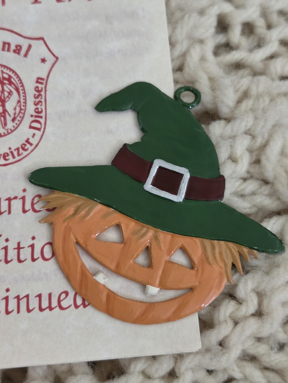 Handpainted Pewter Halloween Pumpkin Ornament By Wilhelm Schweizer